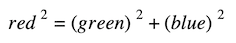 uzaklık ve orta nokta formülü: Renkleri kullanan Pisagor teoremi formülü