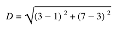 uzaklık ve orta nokta formülü: Hipotenüsün uzunluğunu gösteren formül